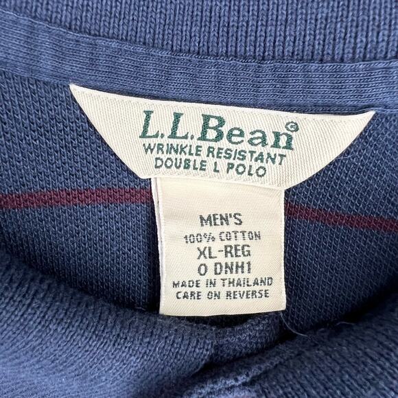VINTAGE L.L Bean Striped Double Polo Shirt Size XL Mens Regular Blue Red Retro - Picture 8 of 8